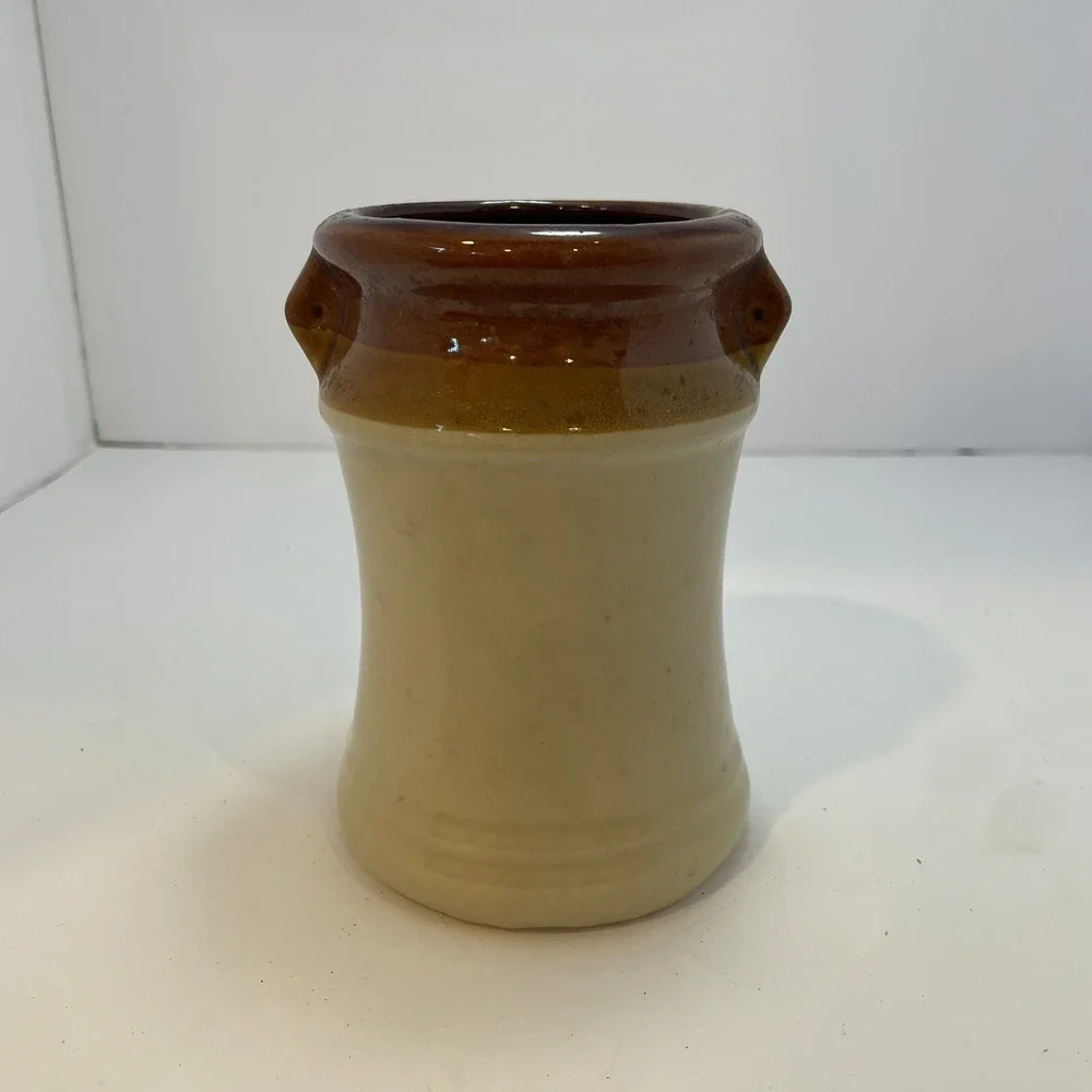 Vintage Country Kitchen Gourmet Toolery Crock Utensil Holder Brown/Tan